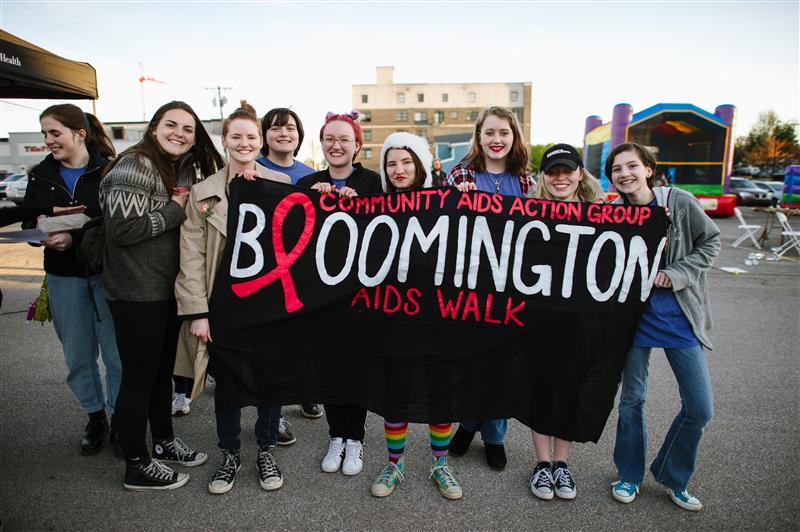 AIDS walk with banner